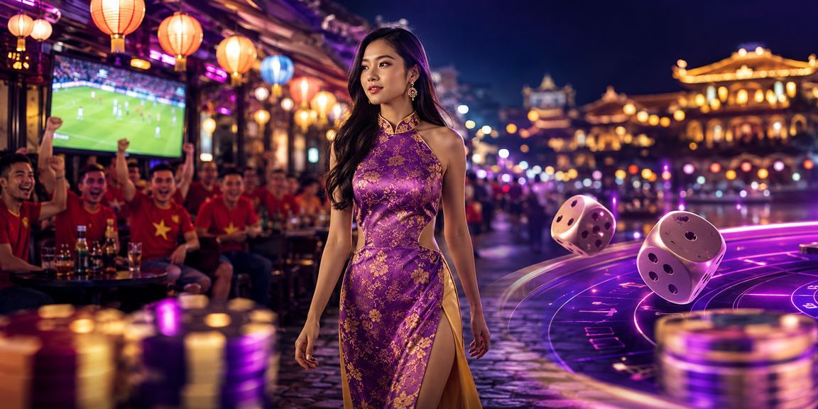 Buổi tối tại chợ đêm Huế với hình ảnh xúc xắc Tài Xỉu trên điện thoại di động
